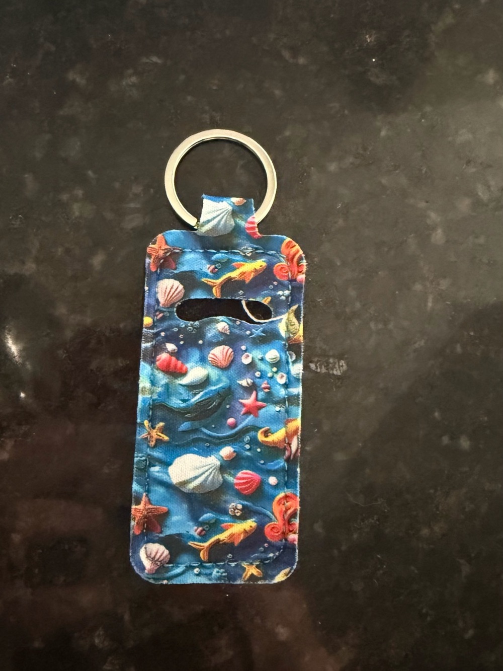 Blue Ocean Seashell Keychain chapstick holder Accessory